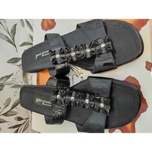 Paul Green Sandals Black Womens Size 6.5 Floral